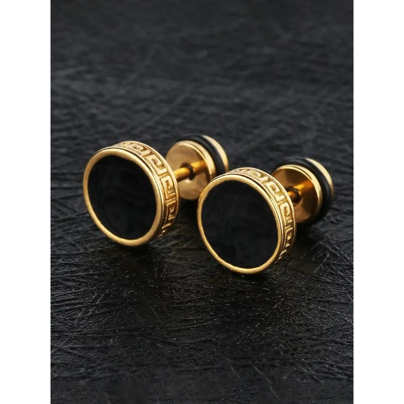 KARISHMA KREATIONS Men Gold Plated Stainless Steel Studs Earrings