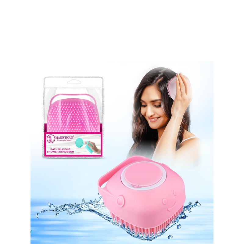 MAJESTIQUE Bath Silicone Shower Scrubber Easy Clean Exfoliating Body Loofah