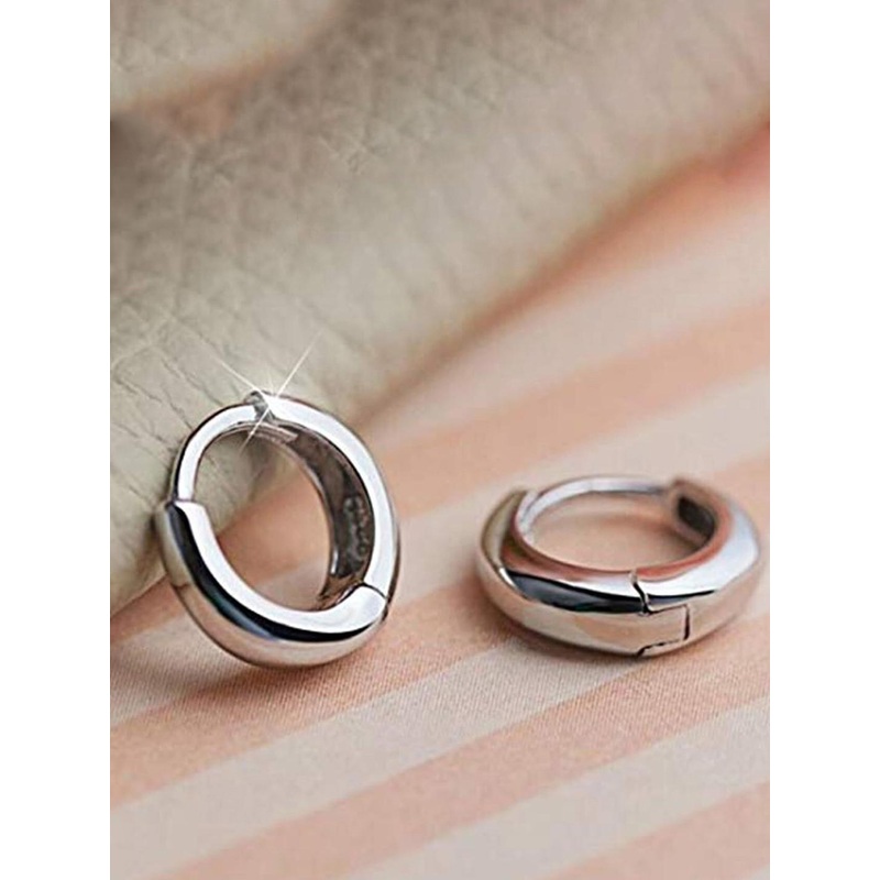 Teeragaj Unisex Stainless Steel Circular Shaped Hoop Earrings