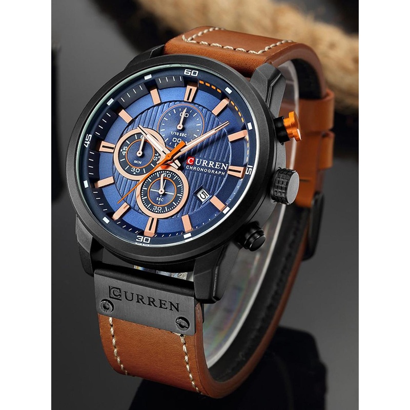 Curren Men Leather Patterned Wrap Around Straps Analogue Watch 8291-1