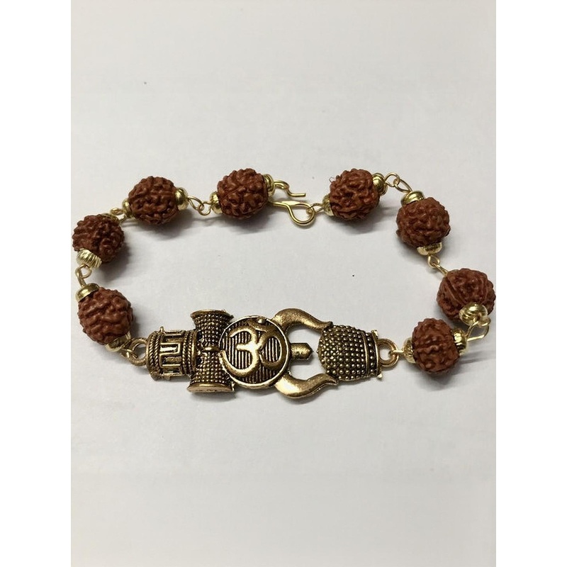 Divine souvenirs Unisex Gold-Plated Rudraksha Beaded Wraparound Bracelet