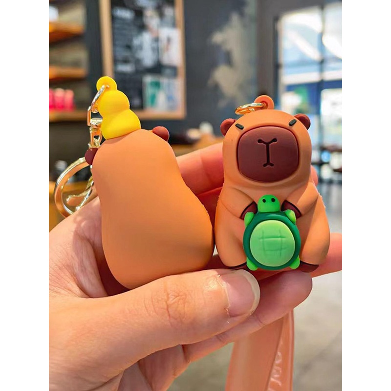 Flenzy Capybara Doll keychain With Silicone Belt