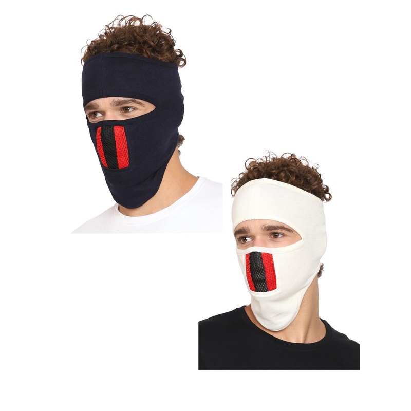 Gajraj  Pack Of 2 Cotton Full Face Mask With Air Filter Mesh