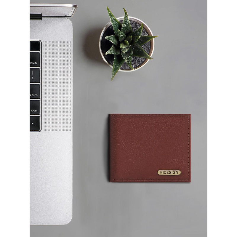Hidesign Men Maroon Solid Leather Two Fold Wallet