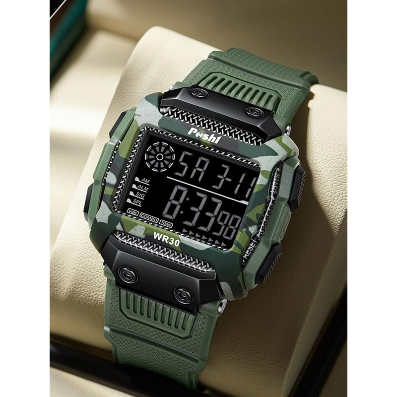 Poshi Men Square Dial Abs Strap Watch with Adjustable Clasp
