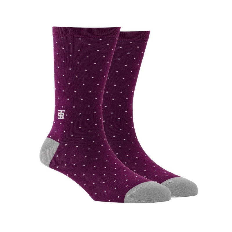 SockSoho Men Purple & White Micro Ditsy Patterned Above Ankle-Length Socks