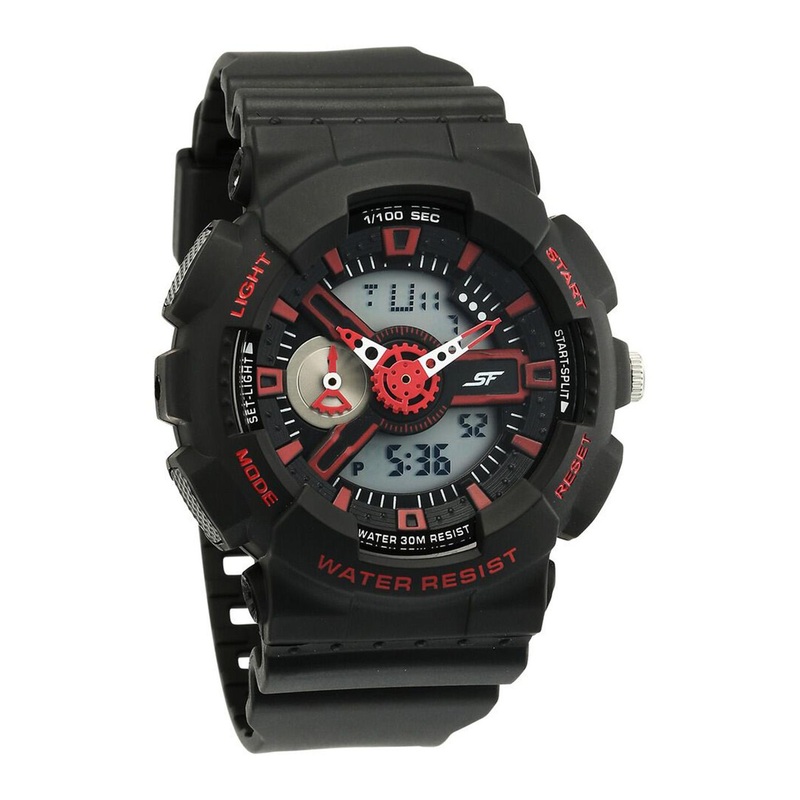 Sonata Men Asymmetric Dial Analogue and Digital Watch 77132PP03W