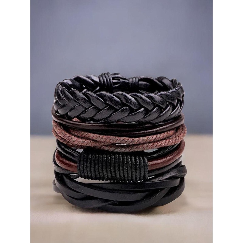 The Roadster Lifestyle Men Leather Wrapround Bracelet