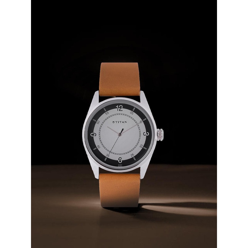 Titan Men Black Dial & Brown Leather Straps Analogue Watch 1729SL03