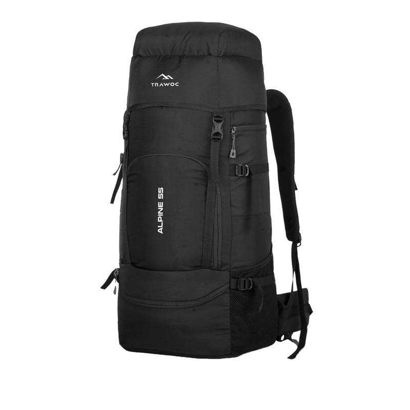 TRAWOC ALPINE Solid 55L Travel Rucksack With Dual Loading & Rain Cover for Adventures
