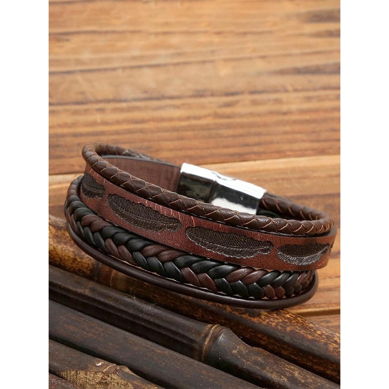 VIEN Men Leather Multistrand Bracelet