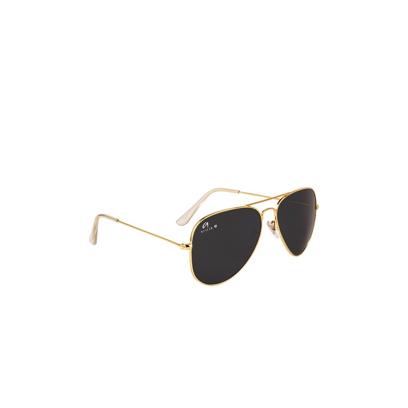 AISLIN Unisex Black Lens & Gold-Toned Aviator Sunglasses with UV Protected Lens