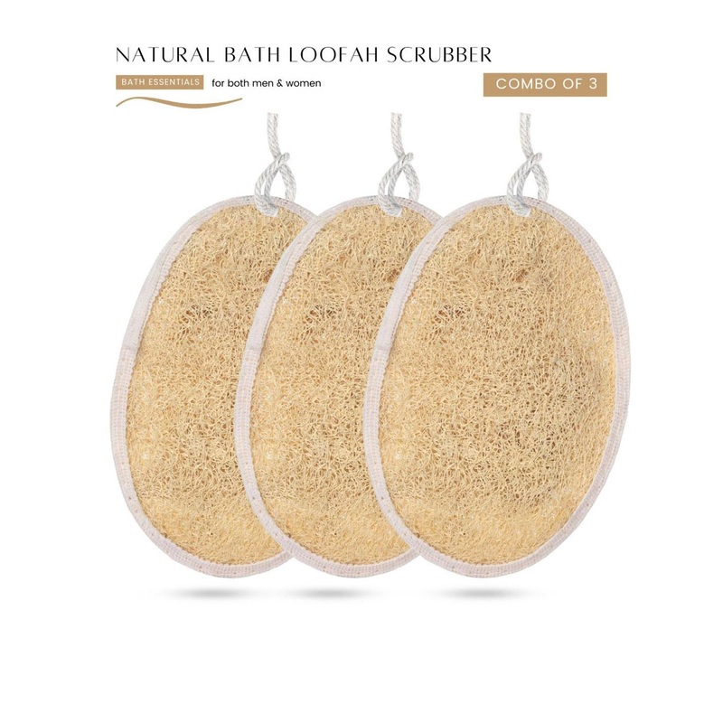 CareDone Set Of 3 Natural Bath Loofah Scrubber
