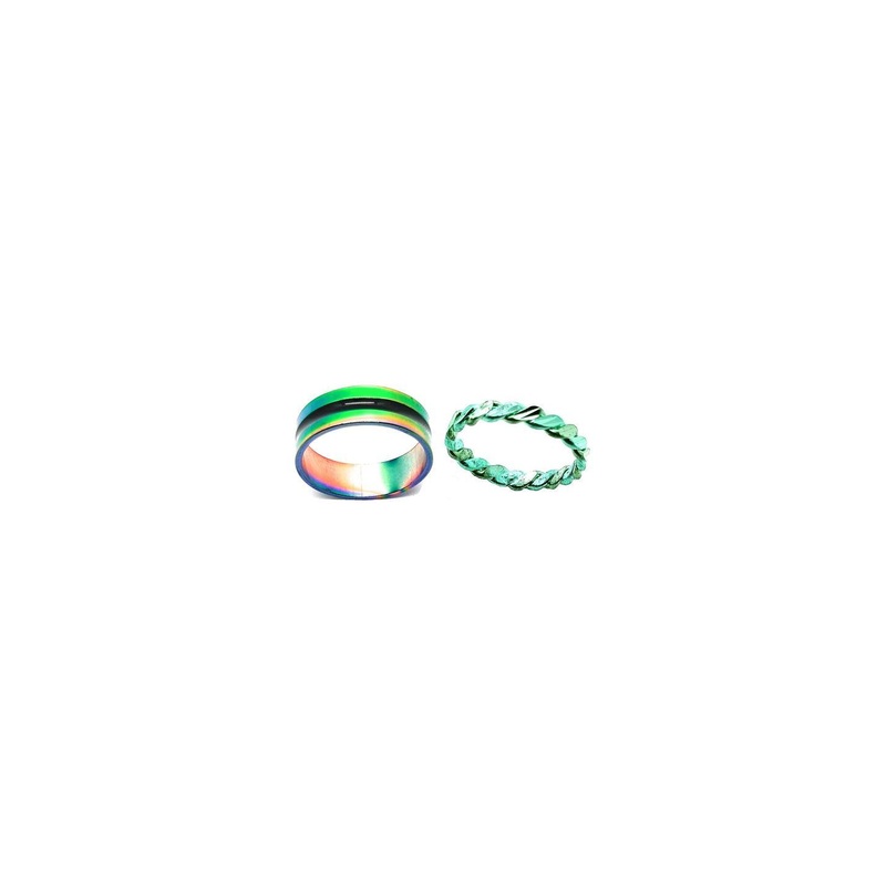 Dynamic Retail Global Set of 2 Rings for Men & Women, Green-Green Alloy Ring ()