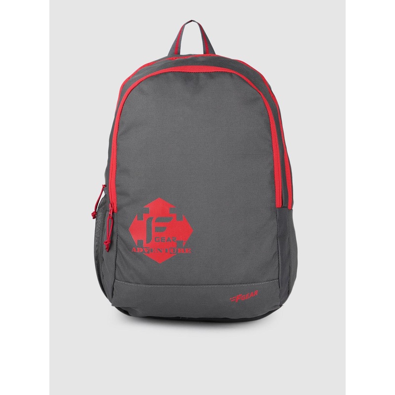 F Gear Unisex Grey & Red Brand Logo Laptop Backpack