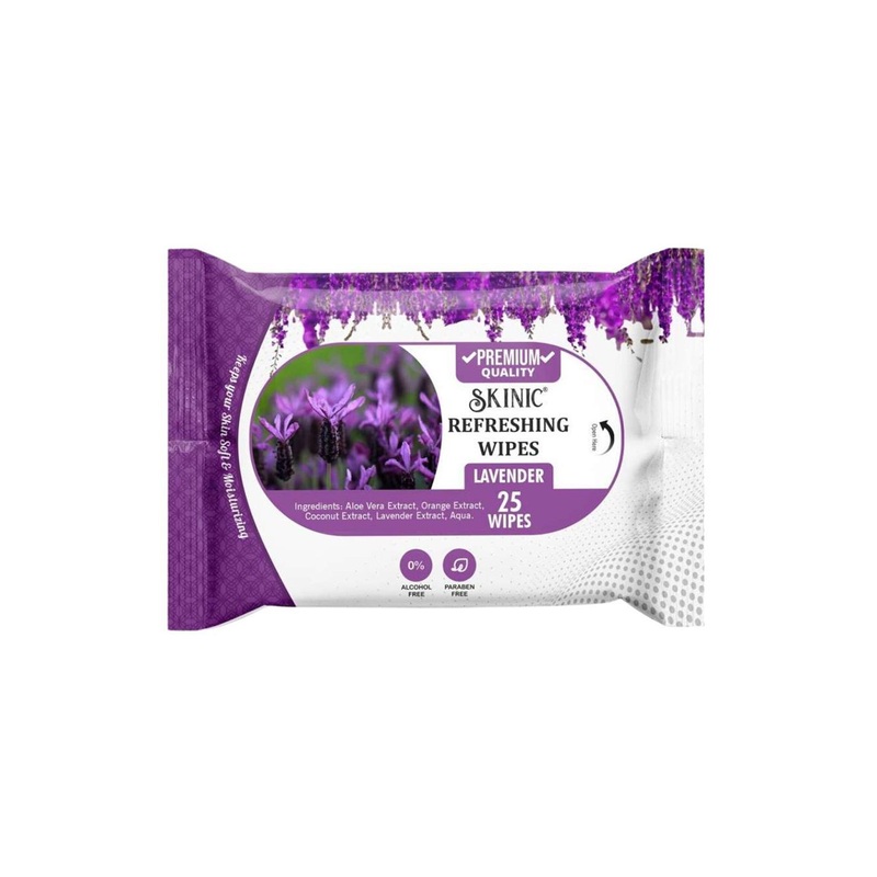 SKINIC Refreshing Lavender Wet Wipes – 25 Pieces