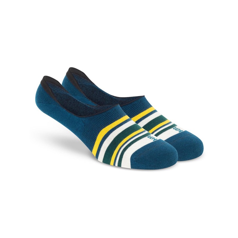 SockSoho Men Blue & White Striped Shoe Liners