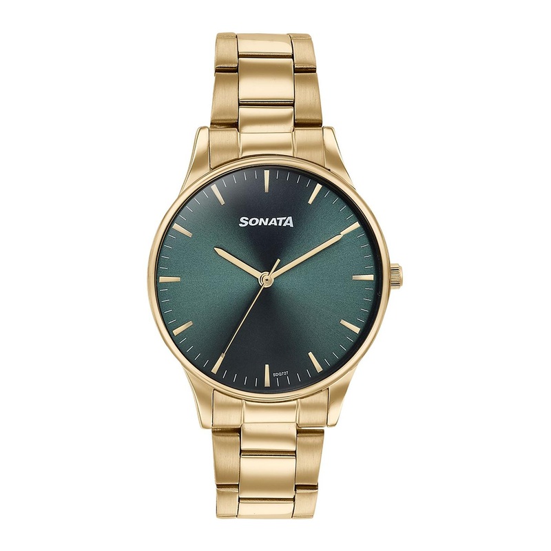 Sonata Men Dial & Stainless Steel Bracelet Style Straps Analogue Watch 77144YM04