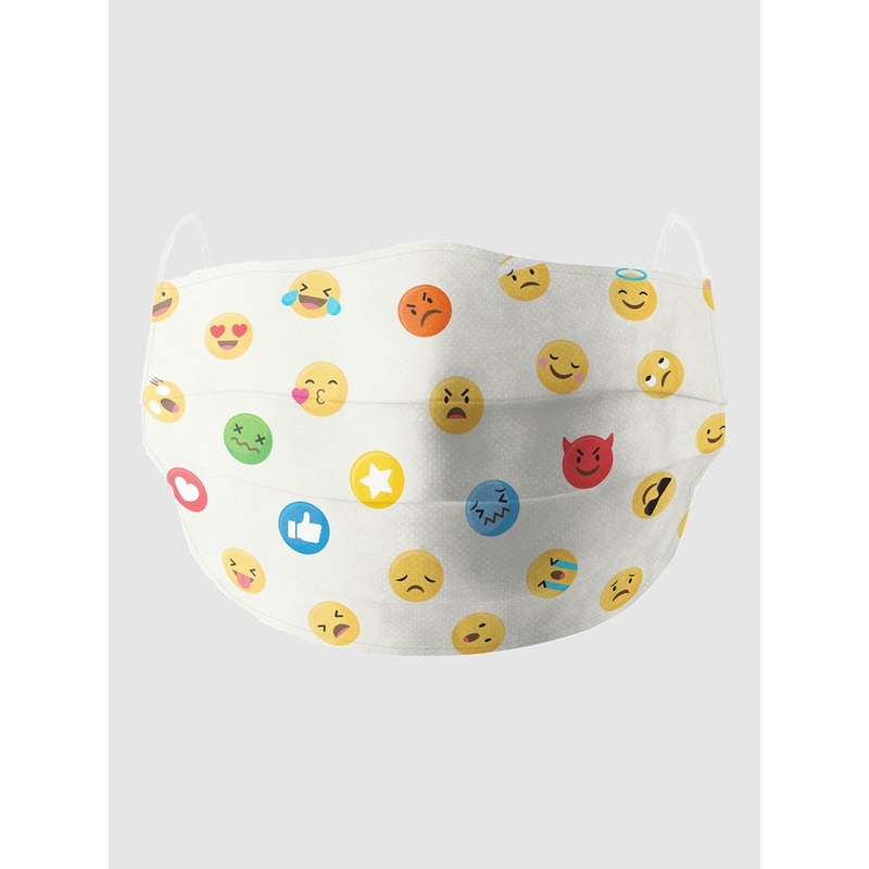 Soxytoes White & Yellow Printed 4-Ply Pure Cotton Reusable Cloth Mask with Filter