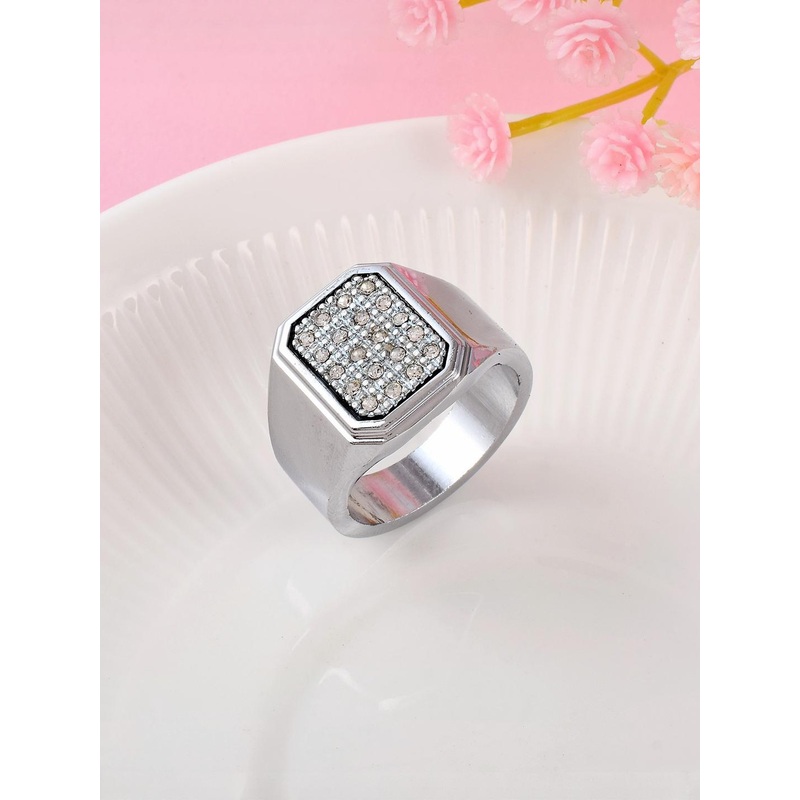 Stainless Steel Platinum plated Lab Diamond Moissanite Heavy fingerring Men Enagagement Jewellery Wedding Men