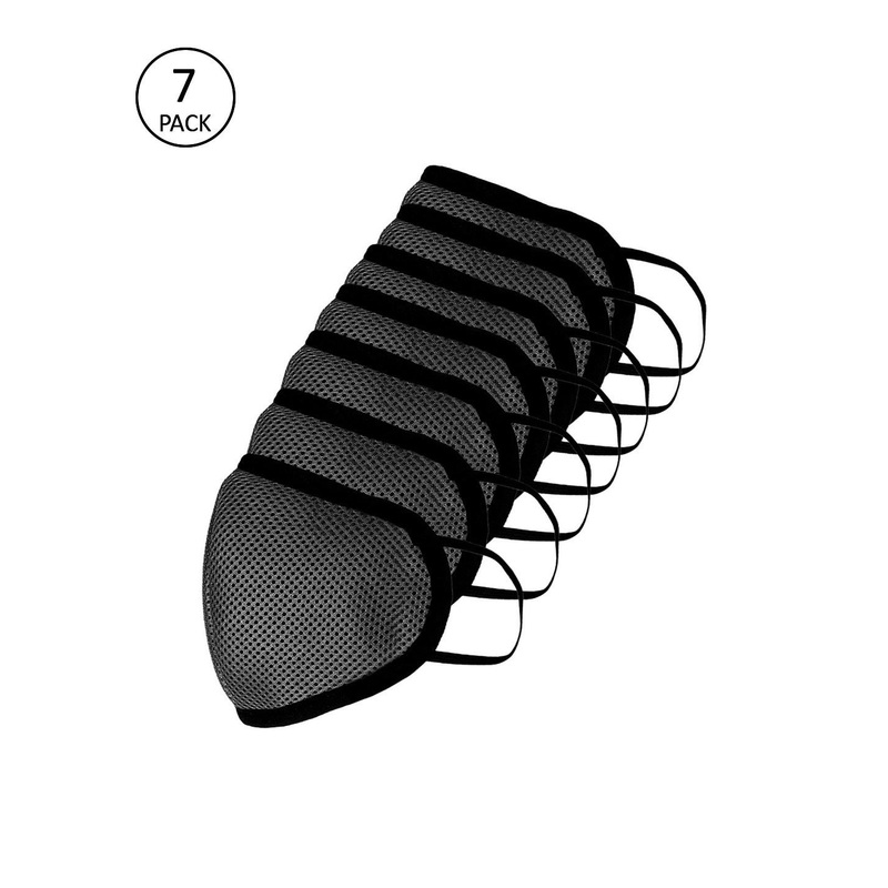 Teakwood Leathers Unisex Pack of 7 Black 3-Ply Cloth Masks