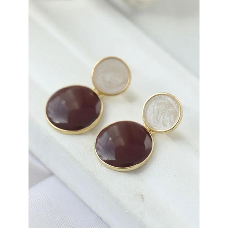 Vivity Gold-Plated Contemporary Shaped Drop Earrings