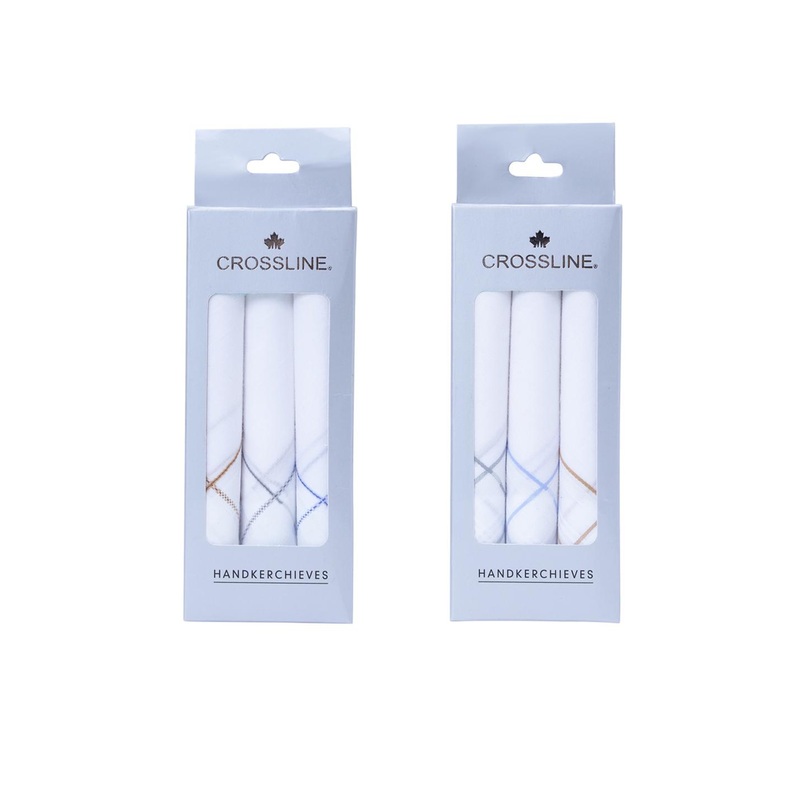 CROSSLINE Men Pack Of 6 High Absorbency Pure Cotton Handkerchiefs