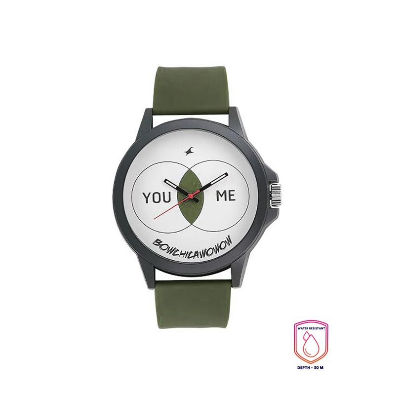 Fastrack Unisex White Printed Dial & Green Straps Analogue Watch 38024PP29