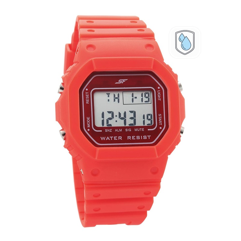 Sonata Unisex Red Dial & Straps Digital Watch 77122PP03
