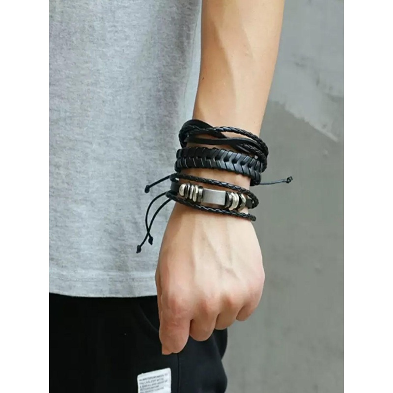 Vientiq Black Leather Bracelet