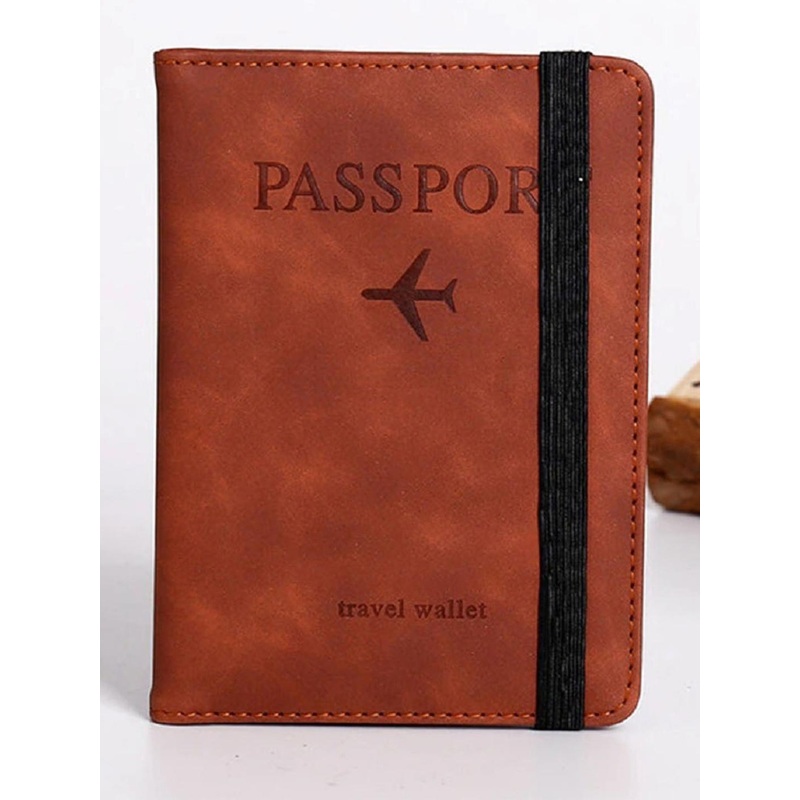 VOGARD Unisex Tan PU Passport Holder with Passport Holder