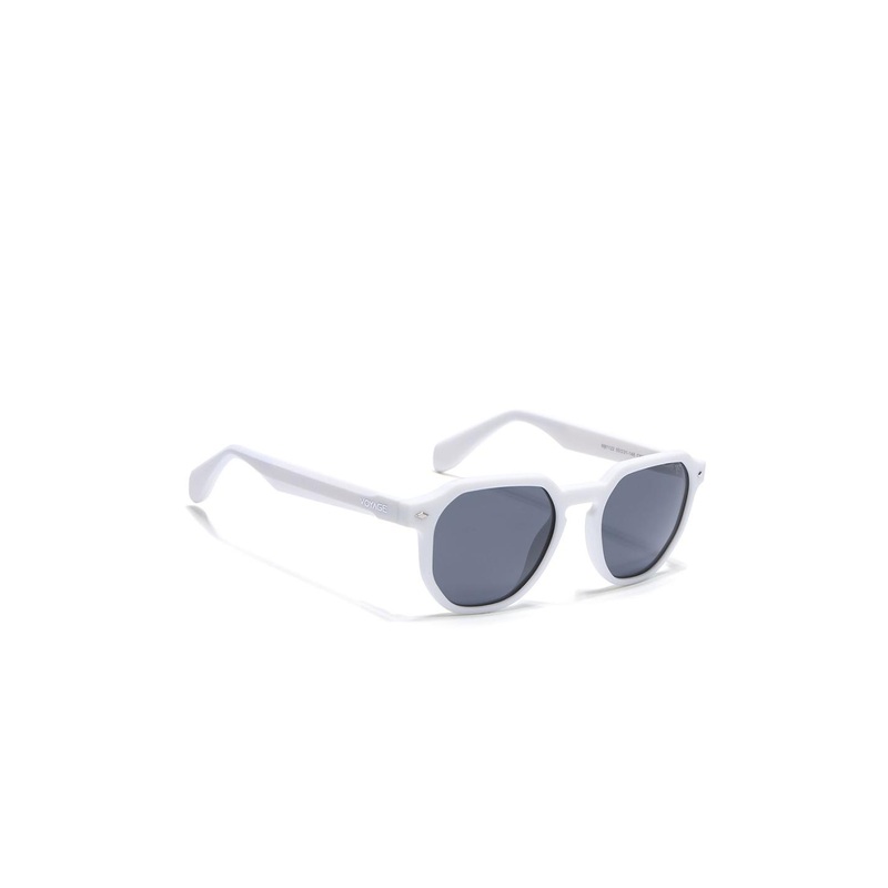 Voyage Black Lens White Frame Round Polarized Sunglasses for Men & Women 7122PMG7272
