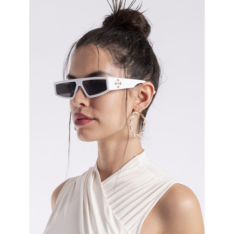 Voyage Unisex Black Lens & White Wayfarer Sunglasses with UV Protected Lens – 2337MG3873