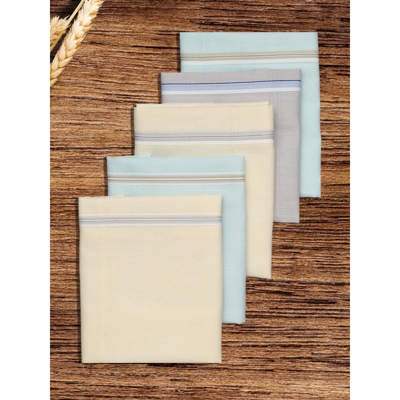 Caruso ITALY Yellow & Blue Pack of 5 Solid Pure Cotton Handkerchiefs