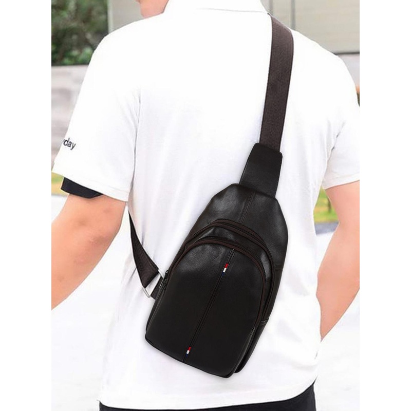 CIMONI Unisex Solid Crossbody Padded Leather Backpack