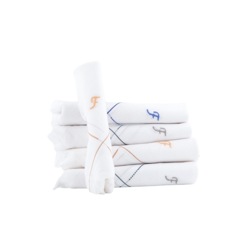 CROSSLINE Pack Of 5 Embroidered Pure Cotton Handkerchief
