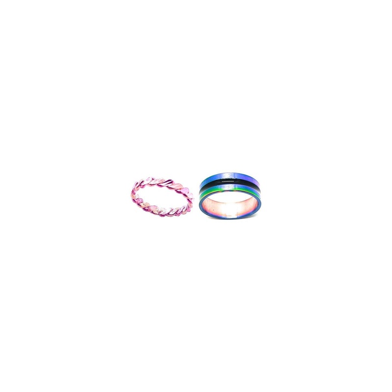 Dynamic Retail Global Set of 2 Rings for Men & Women, Purple-Multicolor Alloy Ring ()