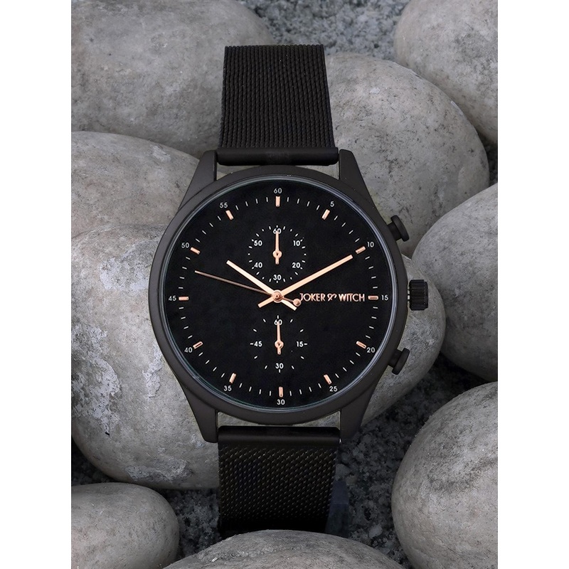 JOKER & WITCH Men Black Embellished Dial & Straps Analogue Watch AMWW521