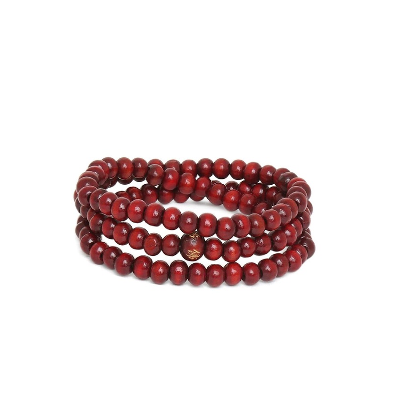 OOMPH Men Maroon Wood Handcrafted Multistrand Bracelet