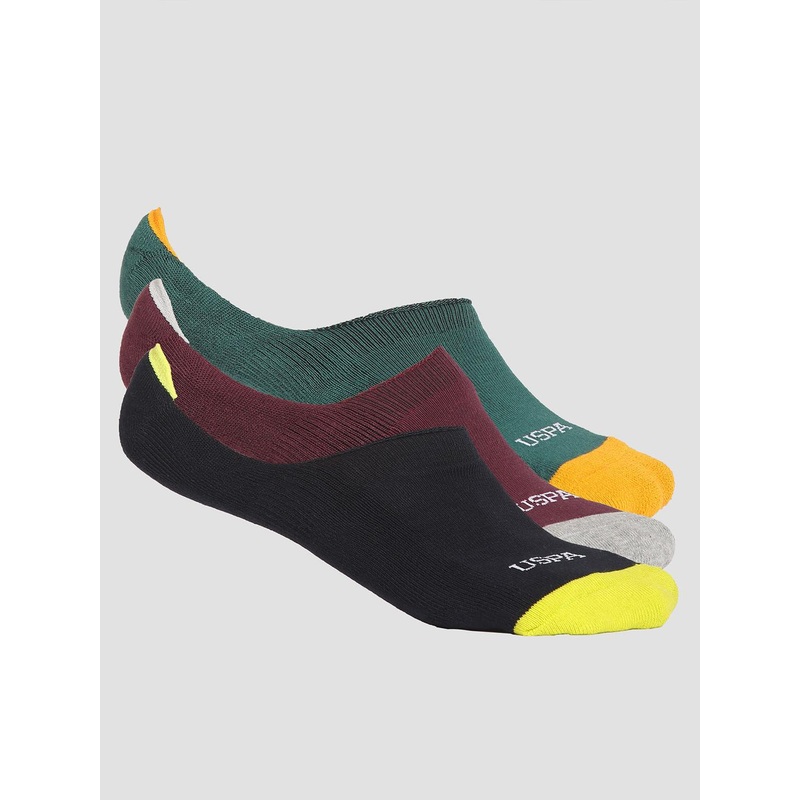 U.S. Polo Assn. Men Pack Of 3 Patterned Terry Finish No Show Socks