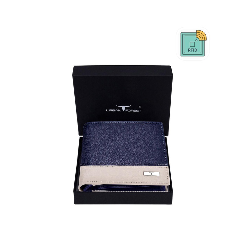 URBAN FOREST Men Colourblocked Leather Two Fold Wallet
