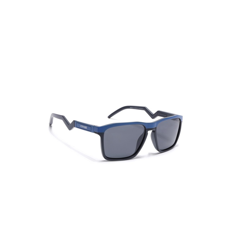 Voyage Unisex Wayfarer Sunglasses for Unisex (Black Lens | Blue & Grey Frame – PMG6754)