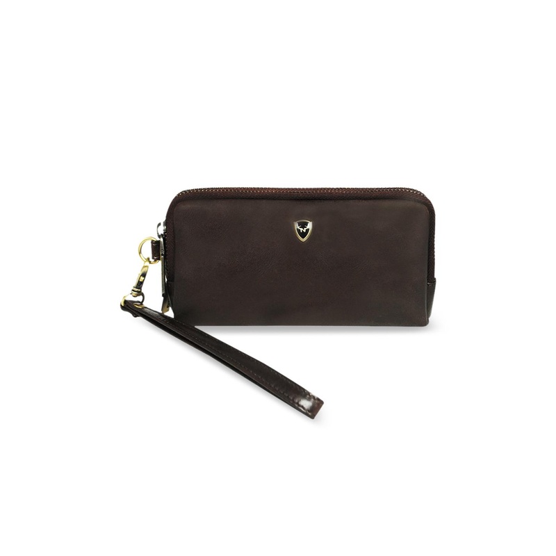 CALFNERO Unisex Brown Solid Leather Zip Around Wallet