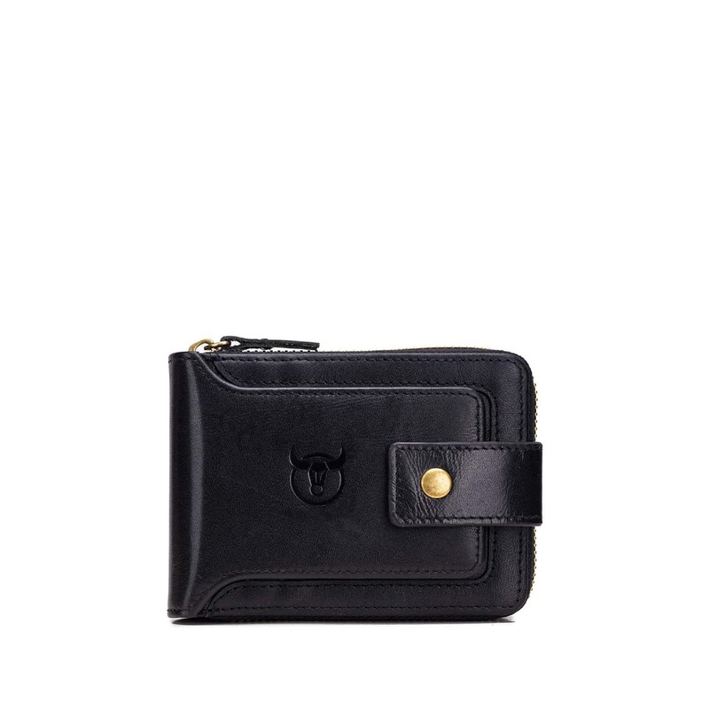 CONTACTS Men Black Solid RFID Leather Zip Around Wallet