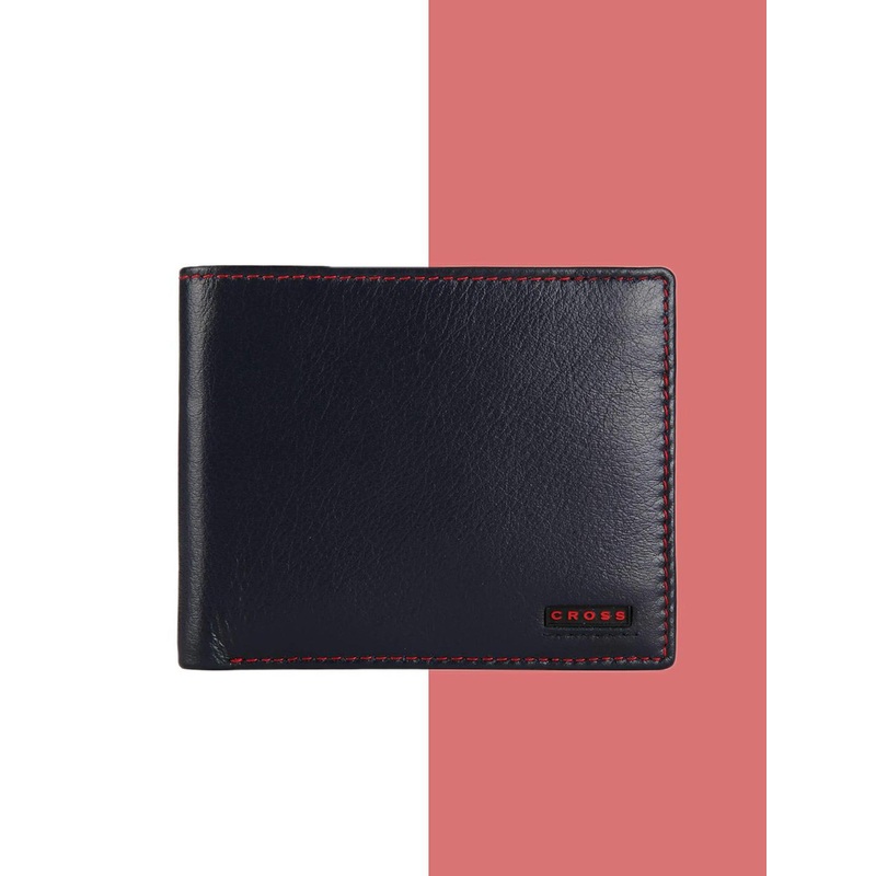 Cross Men Blue Leather Two Fold Wallet