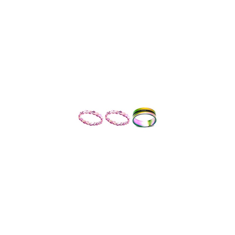 Dynamic Retail Global Set of 3 Rings for Men & Women, Purple-Multicolor Alloy Ring ()