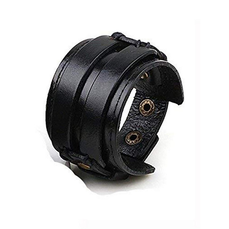 Jewelgenics Men Leather Wraparound Bracelet