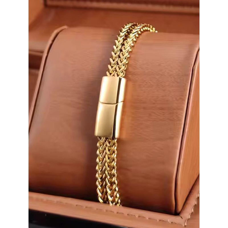 Thrillz Men Stainless Steel Gold-Plated Wraparound Bracelet