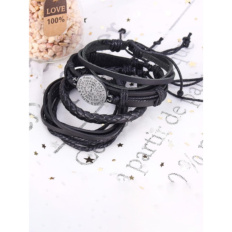 UNIVERSITY TRENDZ Men 4 Leather Antique Multistrand Bracelet