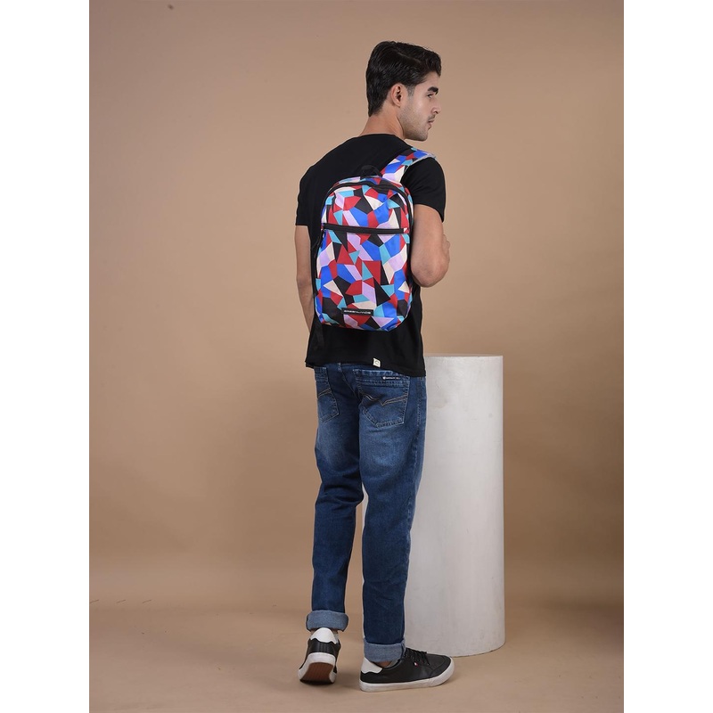 GREENLANDS Unisex Geometric Medium Backpack with Hip Strap